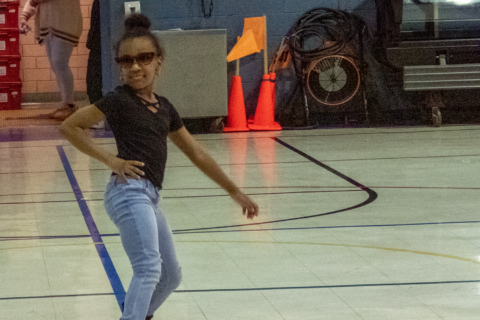 Harper shows off her skills at Griffith Elementary in the Ferguson-Florissant School District